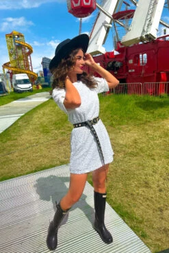 New Arrival -Fashion Clothing Store Glow Get It White Sequin Mini T Shirt Dress