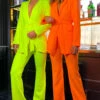 Glow With It - Neon Orange Suit Co-ord