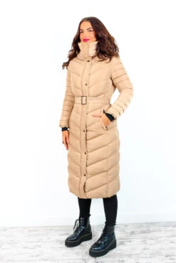 Good As Cold - Beige Long Puffer Jacket -Fashion Clothing Store GoodAsCold BeigeLongPufferJacket 3