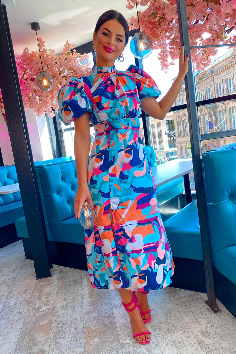 Got The Flower - Blue Multi Abstract Midi Dress 1 Got The Flower - Blue Multi Abstract Midi Dress