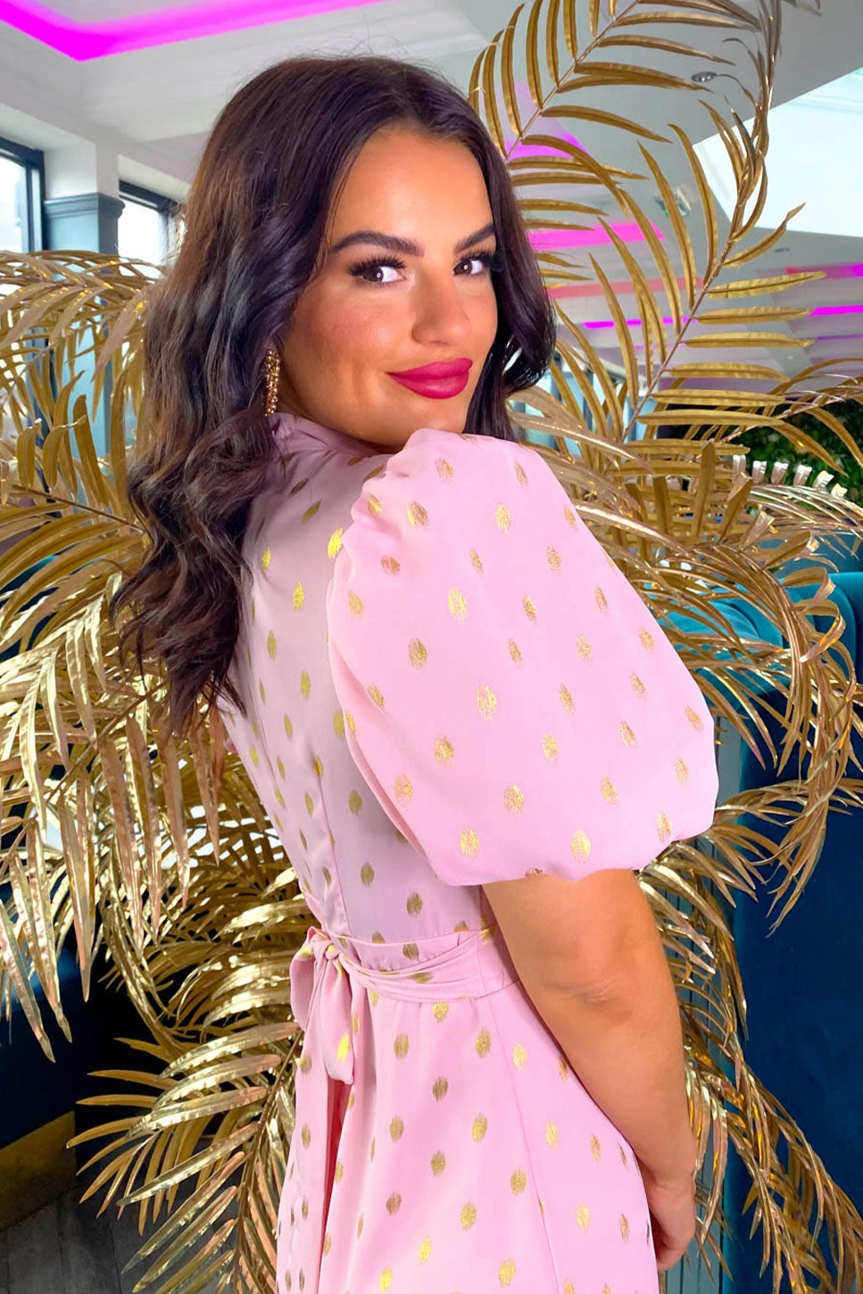 Got The Flower - Blush Gold Foil Printed Midi Dress 1 Got The Flower - Blush Gold Foil Printed Midi Dress