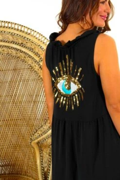 Got My Eye On You - Black Gold Sequin Eye Maxi Dress -Fashion Clothing Store GotMyEyeOnYou BlackGoldSequinEyeMaxiDress 7