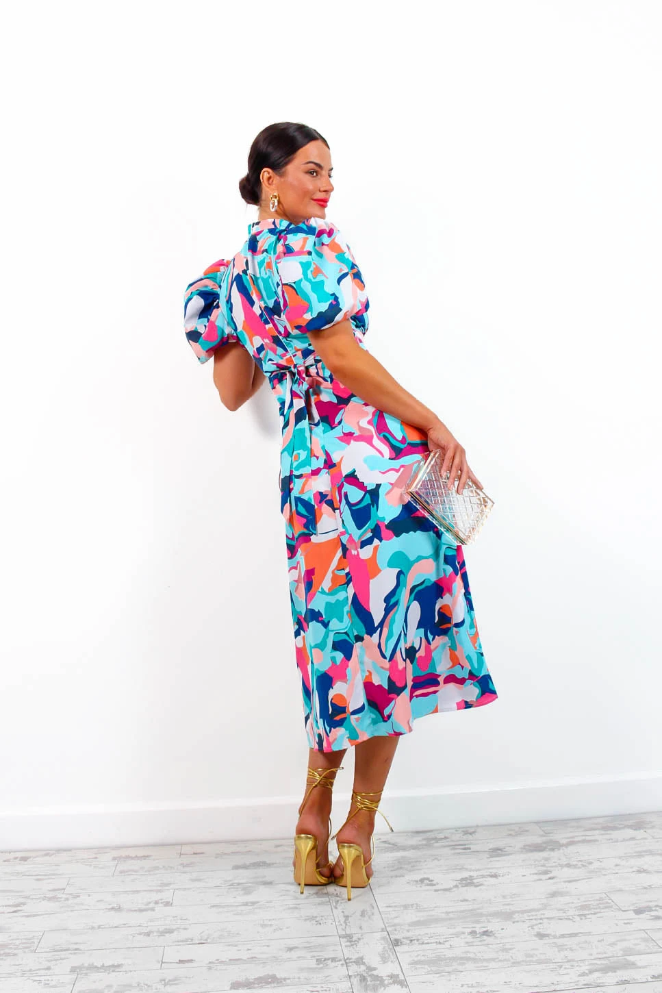 Got The Flower - Blue Multi Abstract Midi Dress 6 Got The Flower - Blue Multi Abstract Midi Dress - Image 6