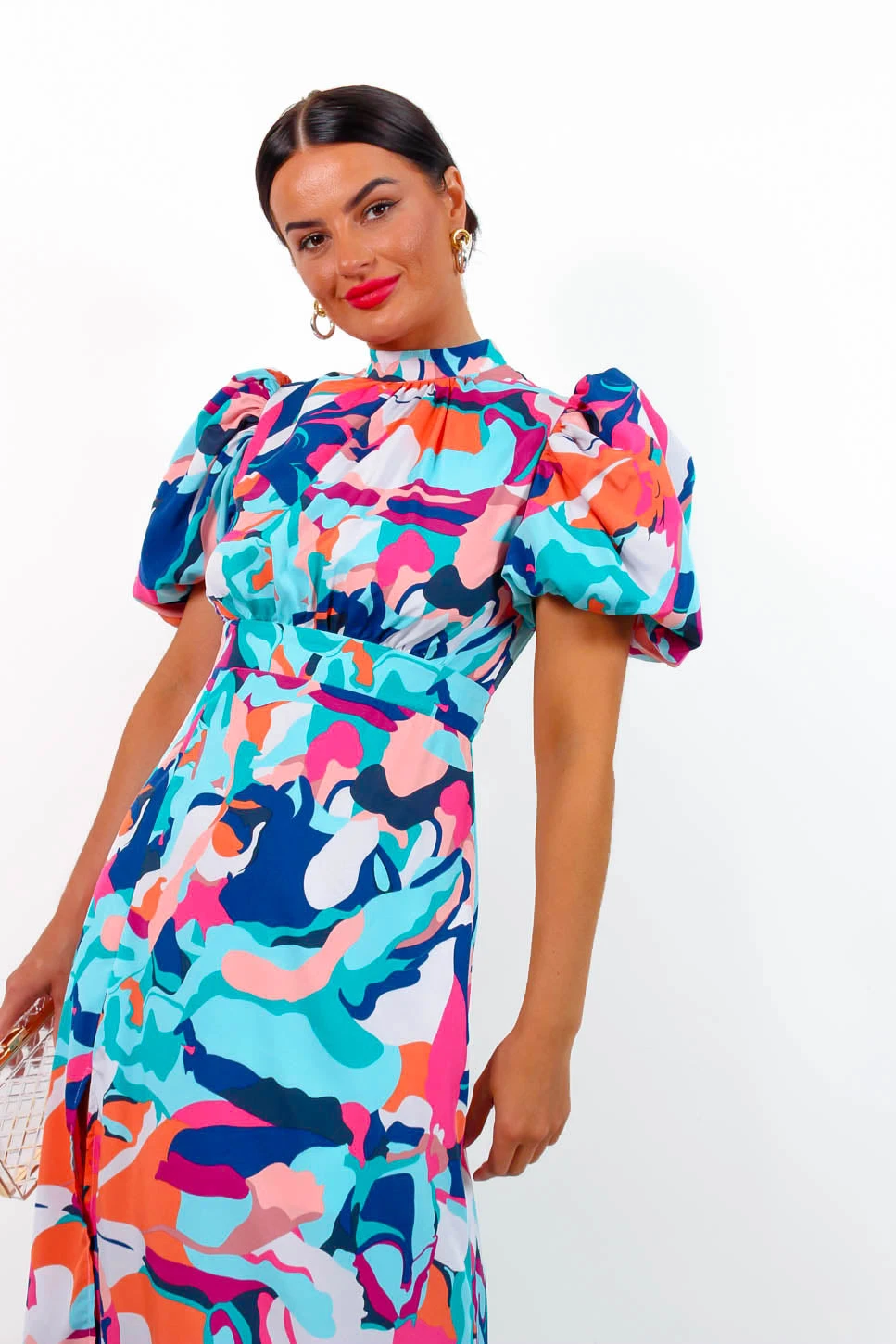 Got The Flower - Blue Multi Abstract Midi Dress 5 Got The Flower - Blue Multi Abstract Midi Dress - Image 5