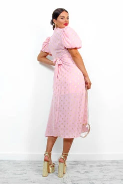 Got The Flower - Blush Gold Foil Printed Midi Dress 13 Got The Flower - Blush Gold Foil Printed Midi Dress -Fashion Clothing Store GotTheFlower BlushGoldFoilPrintedMidiDress 5