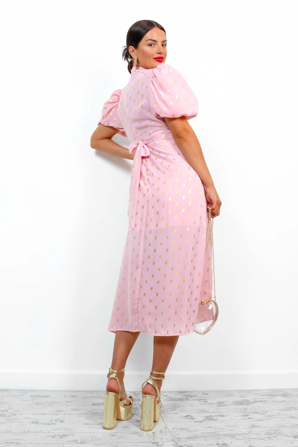 Got The Flower - Blush Gold Foil Printed Midi Dress 7 Got The Flower - Blush Gold Foil Printed Midi Dress - Image 7