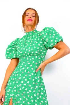 Got The Flower - Green Ditsy Print Midi Dress -Fashion Clothing Store GotTheFlower GreenDitsyPrintMidiDress 1