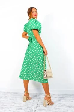 Got The Flower - Green Ditsy Print Midi Dress -Fashion Clothing Store GotTheFlower GreenDitsyPrintMidiDress 5