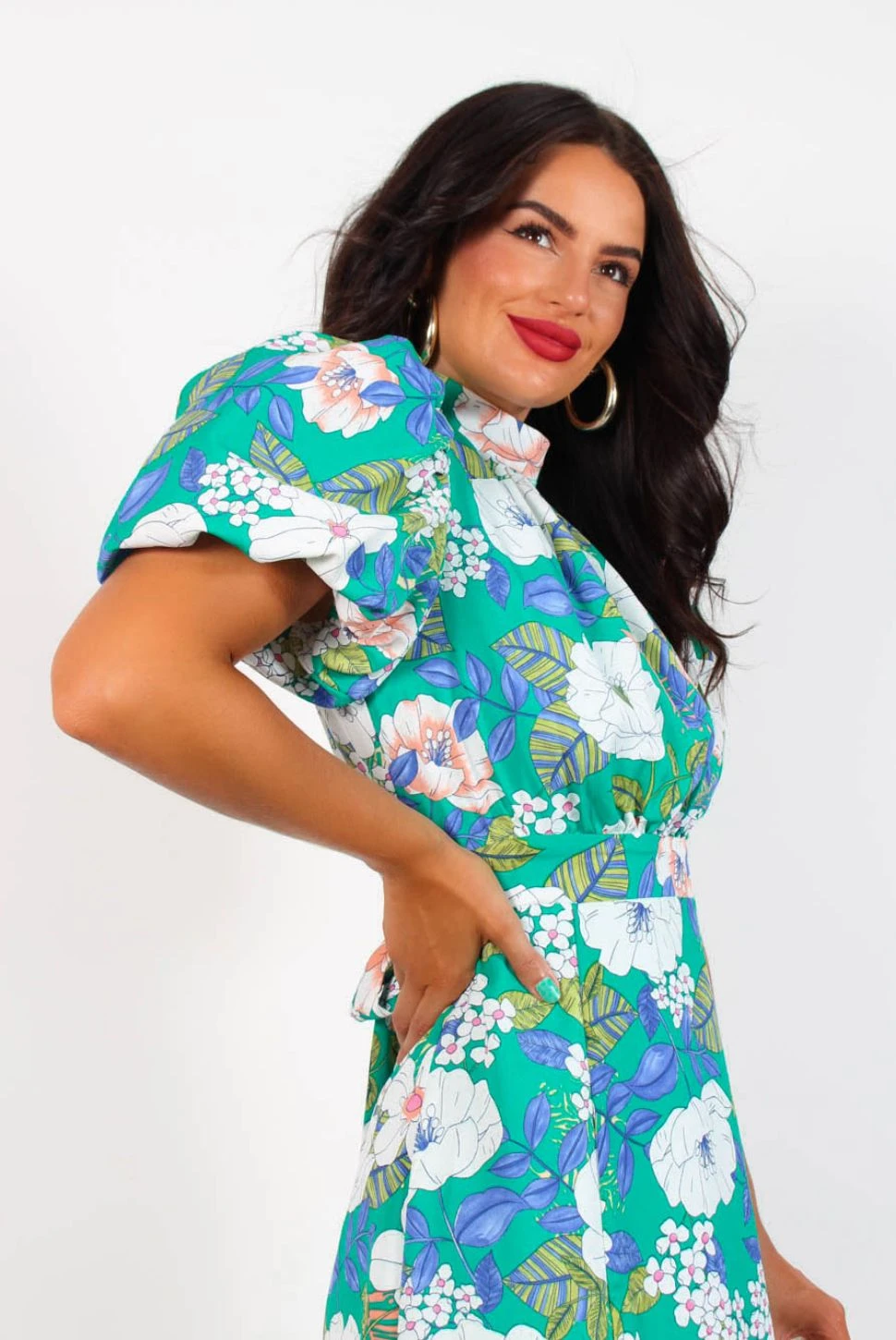 Got The Flower - Green Floral Midi Dress 4 Got The Flower - Green Floral Midi Dress - Image 4