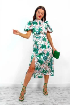 Got The Flower - White Blush Tropical Midi Dress -Fashion Clothing Store GotTheFlower WhiteBlushTropicalMidiDress 3