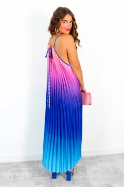 Gotta Let Go - Blue Pink Ombre Pleated Satin Maxi Dress -Fashion Clothing Store GottaLetGo BluePinkOmbrePleatedSatinMaxiDress 6