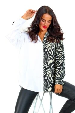 Half A Chance - White Zebra Shirt -Fashion Clothing Store HalfAChance WhiteZebraShirt 2