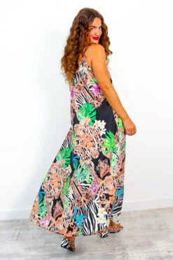 Spring Break - Black Multi Baroque & Zebra Print Maxi Dress -Fashion Clothing Store HaveAGoodDay BlackMultiBaroque ZebraPrintMaxiDress 4