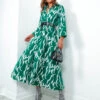 AX Paris Her Soul Is Wild - Forest White Printed Maxi Shirt Dress