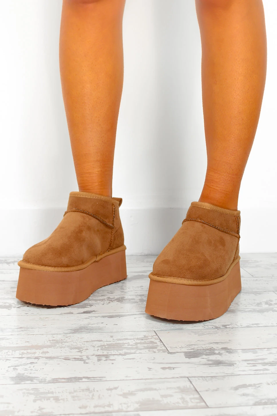 Hey Sole Sister - Chestnut Faux Suede Platform Mini Ankle Boots 3 Hey Sole Sister - Chestnut Faux Suede Platform Mini Ankle Boots - Image 3