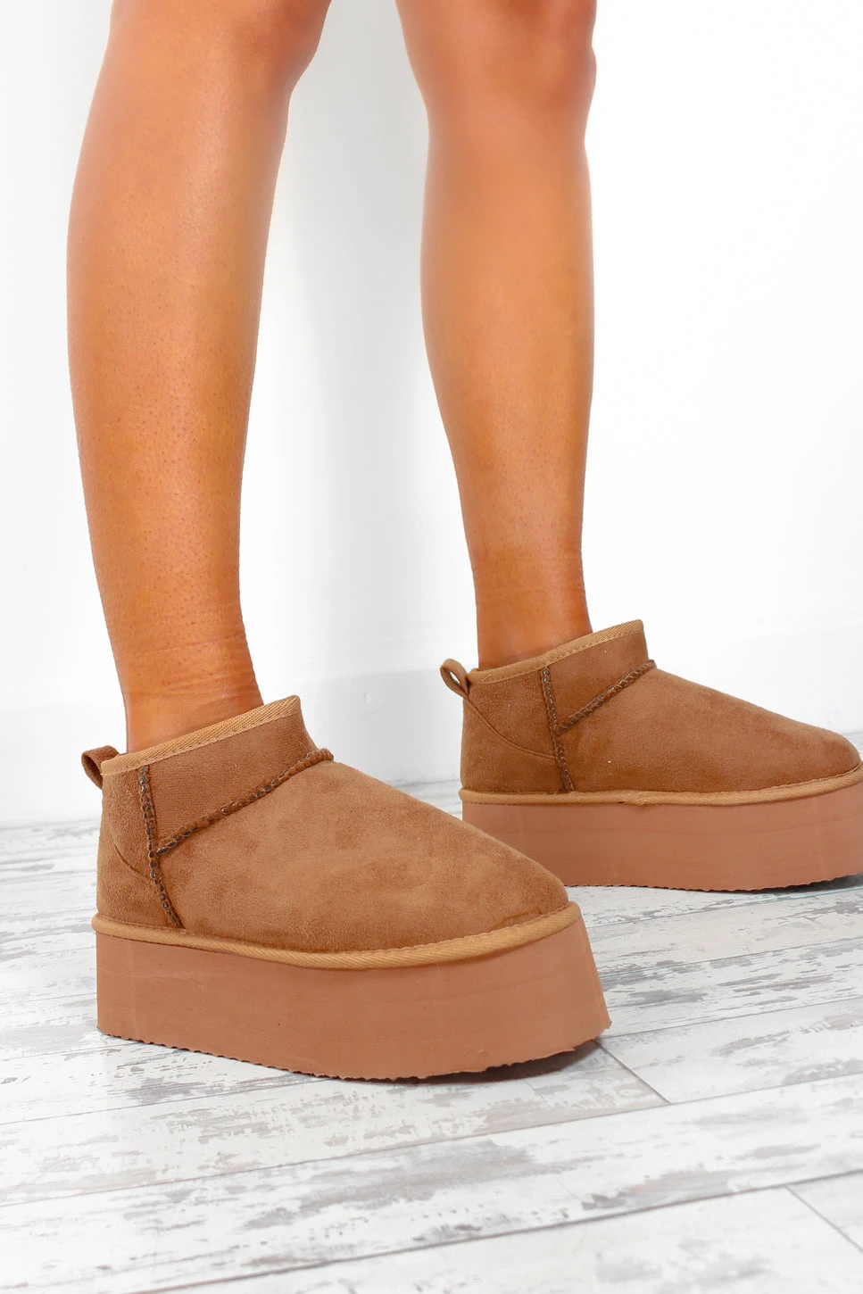 Hey Sole Sister - Chestnut Faux Suede Platform Mini Ankle Boots 2 Hey Sole Sister - Chestnut Faux Suede Platform Mini Ankle Boots - Image 2