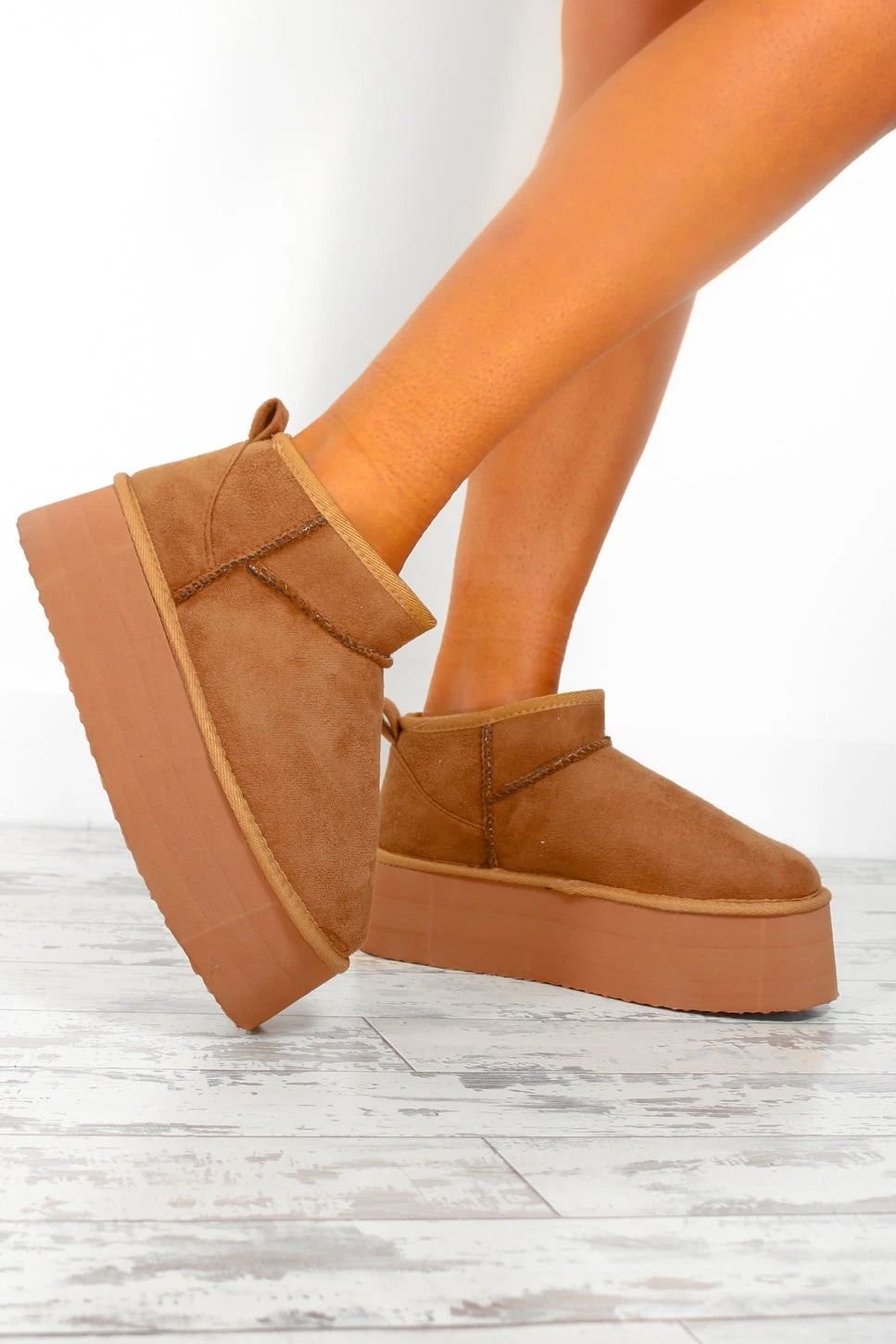 Hey Sole Sister - Chestnut Faux Suede Platform Mini Ankle Boots 1 Hey Sole Sister - Chestnut Faux Suede Platform Mini Ankle Boots