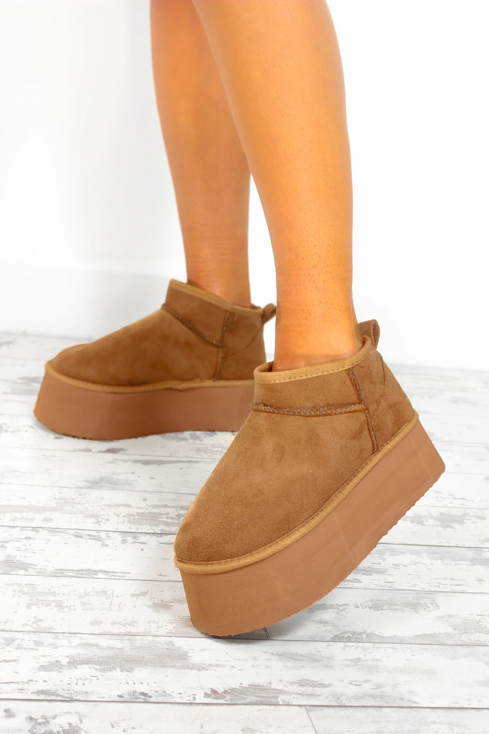 Hey Sole Sister - Chestnut Faux Suede Platform Mini Ankle Boots 4 Hey Sole Sister - Chestnut Faux Suede Platform Mini Ankle Boots - Image 4