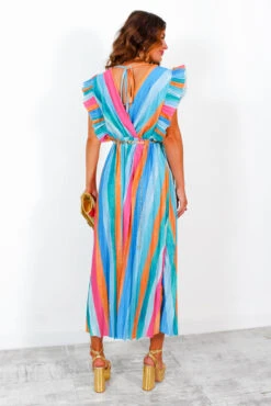 I Have A Dream - Multi Rainbow Glitter Pleated Maxi Dress -Fashion Clothing Store IHaveADream MultiRainbowGlitterPleatedMaxiDress 5