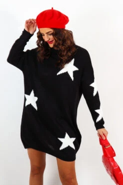 Call It Even - Black White Star Print Roll Neck Dress -Fashion Clothing Store IMG 1026 2 2 2 3