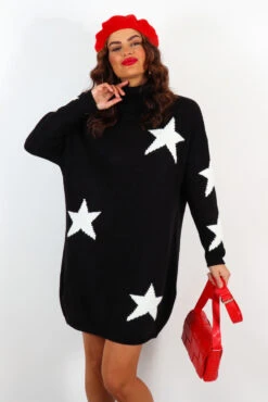 Call It Even - Black White Star Print Roll Neck Dress -Fashion Clothing Store IMG 1041 2 2 2 3