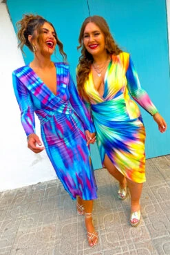 Simple And Elegant - Yellow Multi Bodycon Midi Dress