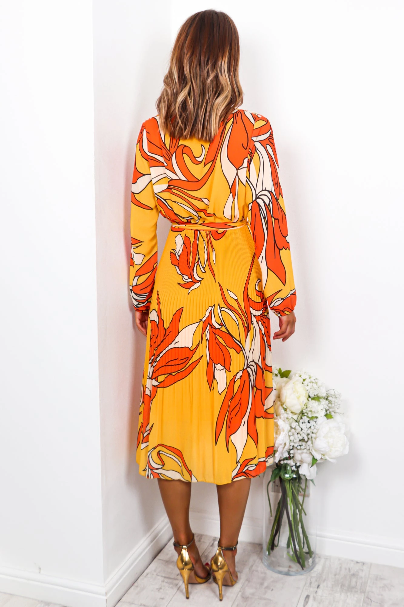 Flower Of Love - Orange Midi Dress 5 Flower Of Love - Orange Midi Dress - Image 5