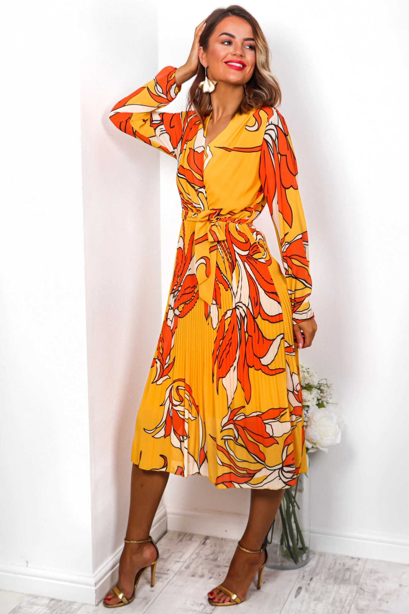 Flower Of Love - Orange Midi Dress 2 Flower Of Love - Orange Midi Dress - Image 2