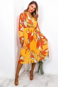 Flower Of Love - Orange Midi Dress