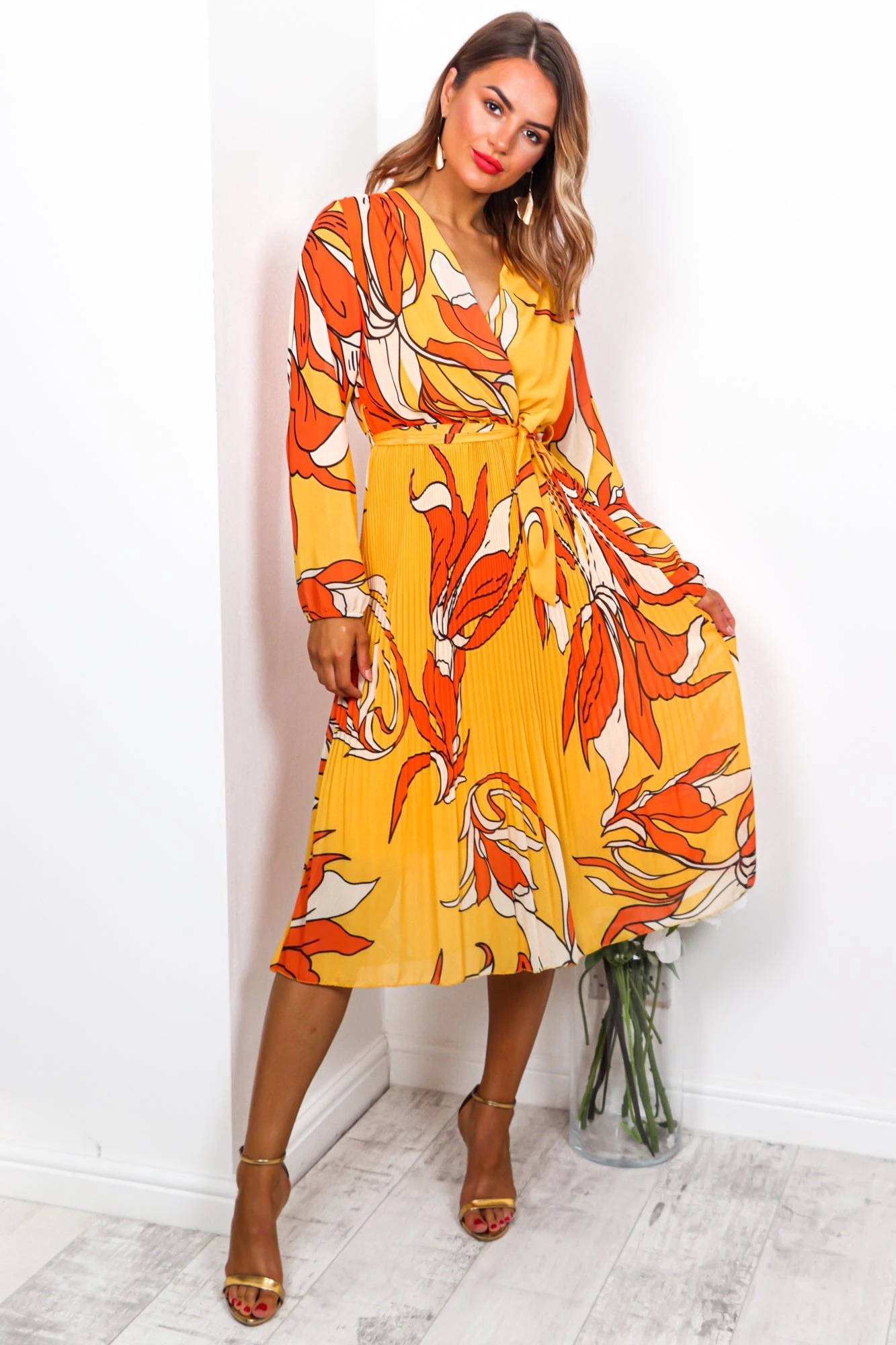 Flower Of Love - Orange Midi Dress 1 Flower Of Love - Orange Midi Dress
