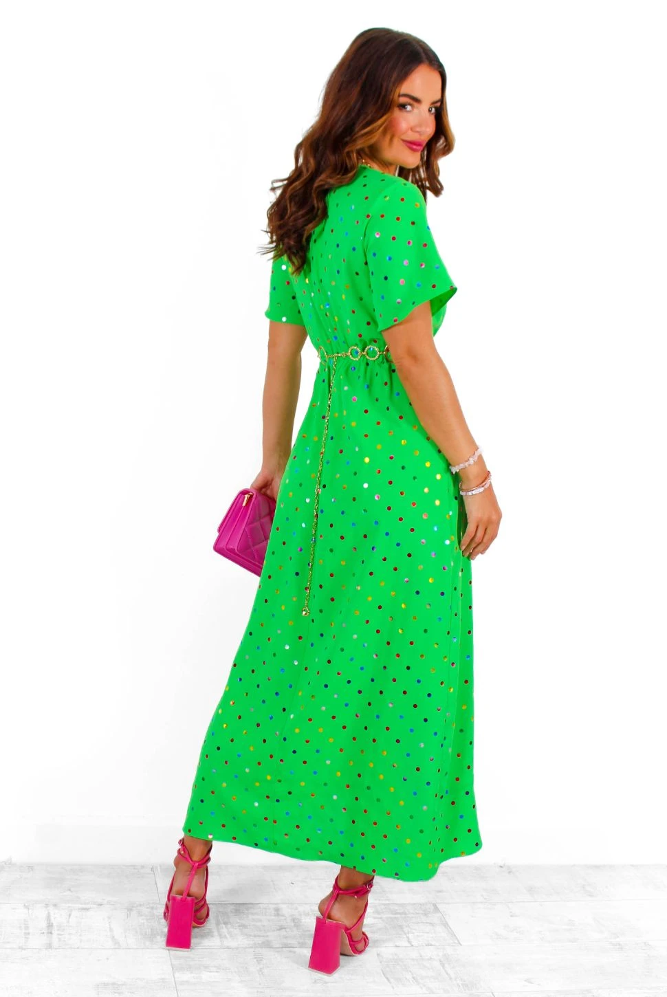 Out Your League - Green Multi Foil Spot Midi Dress 7 Out Your League - Green Multi Foil Spot Midi Dress - Image 7