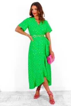 Out Your League - Green Multi Foil Spot Midi Dress 12 Out Your League - Green Multi Foil Spot Midi Dress -Fashion Clothing Store IMG 3209