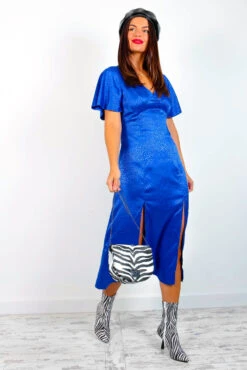 Together Forever - Cobalt Jacquard Animal Midi Dress 10 Together Forever - Cobalt Jacquard Animal Midi Dress -Fashion Clothing Store IMG 6849