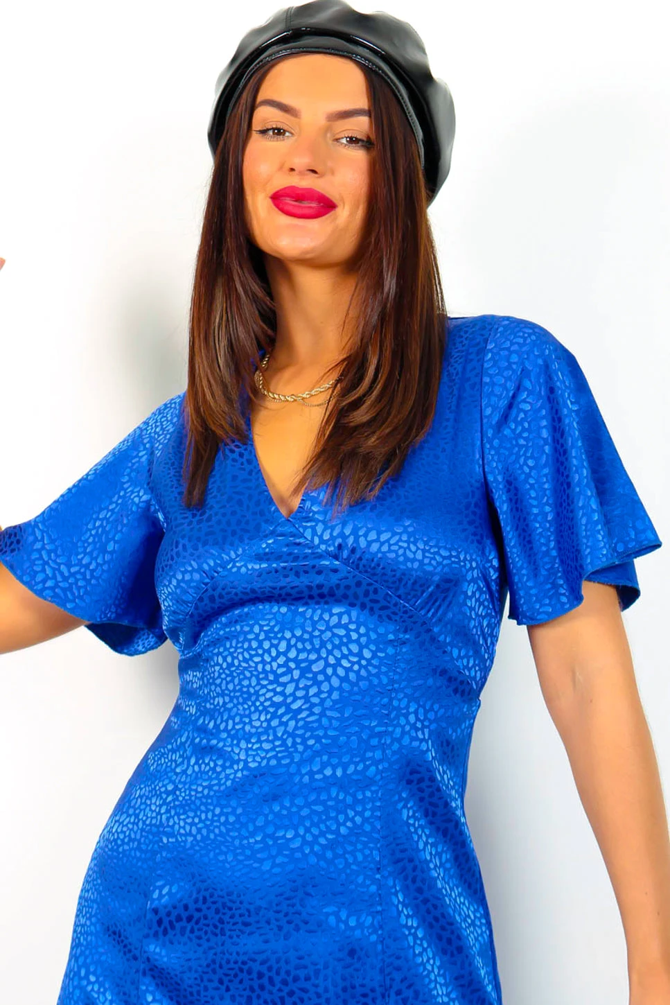 Together Forever - Cobalt Jacquard Animal Midi Dress 4 Together Forever - Cobalt Jacquard Animal Midi Dress - Image 4