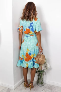 Tropical Getaway - Turquoise Wrap Dress -Fashion Clothing Store IMG 7766