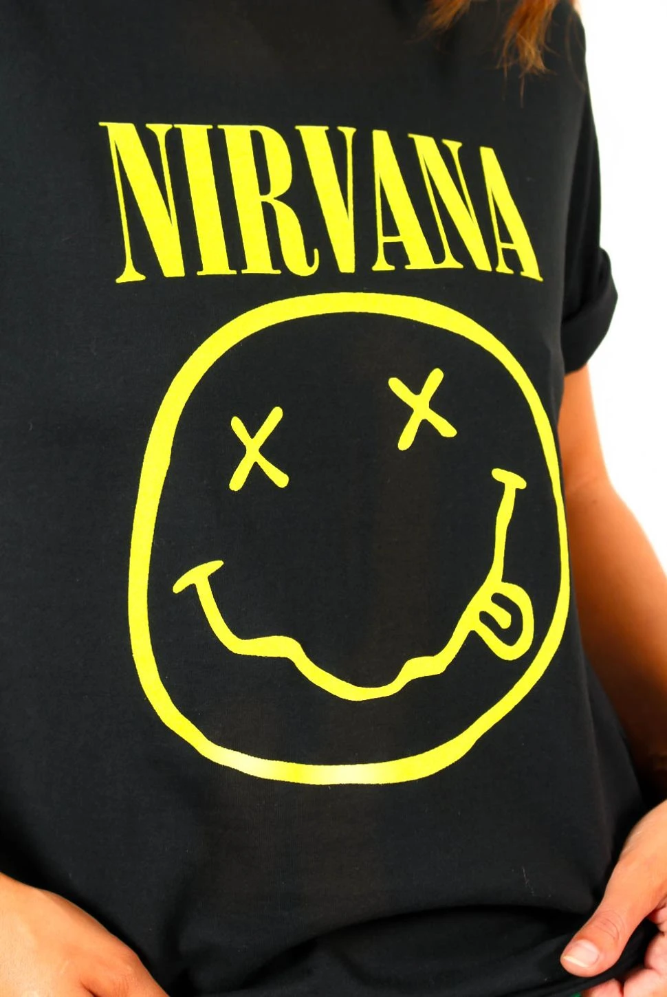 I'm With The Band - Black Yellow Smiley Nirvana Licensed T-Shirt 2 I'm With The Band - Black Yellow Smiley Nirvana Licensed T-Shirt - Image 2