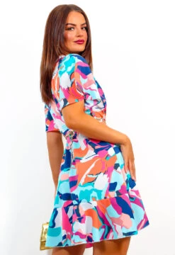 Ideal Love - Blue Multi Abstract Mini Dress -Fashion Clothing Store IdealLove BlueMultiAbstractMiniDress3