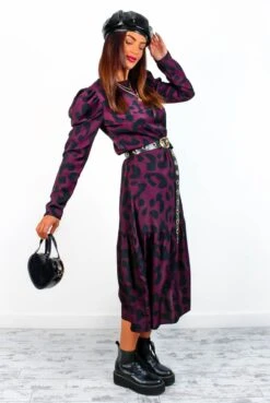 AX Paris In My Business - Plum Animal Print Midi Dress -Fashion Clothing Store InMyBusiness PlumAnimalPrintMidiDress 2