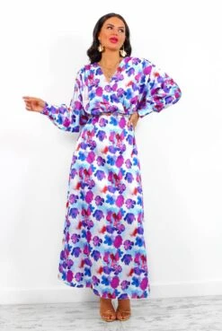 In My Imagination - Blue Purple Floral Midi Dress -Fashion Clothing Store InMyImagination BluePurpleFloralMidiDress 1