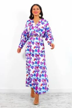 In My Imagination - Blue Purple Floral Midi Dress -Fashion Clothing Store InMyImagination BluePurpleFloralMidiDress 2