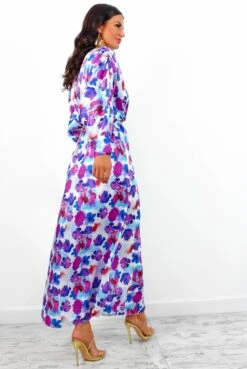 In My Imagination - Blue Purple Floral Midi Dress -Fashion Clothing Store InMyImagination BluePurpleFloralMidiDress 4
