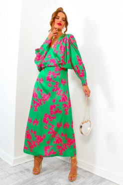 In My Imagination - Green Pink Floral Batwing Midi Dress 11 In My Imagination - Green Pink Floral Batwing Midi Dress -Fashion Clothing Store InMyImagination GreenPinkFloralBatwingMidiDress4