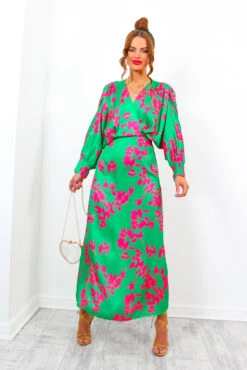 In My Imagination - Green Pink Floral Batwing Midi Dress 13 In My Imagination - Green Pink Floral Batwing Midi Dress -Fashion Clothing Store InMyImagination GreenPinkFloralBatwingMidiDress6