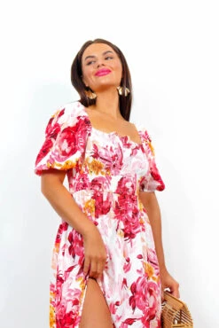 In Paradise - Pink Watercolour Floral Maxi Dress -Fashion Clothing Store InParadise PinkWatercolourFloralMaxiDress 3