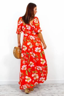 In Paradise - Red Floral Print Maxi Dress -Fashion Clothing Store InParadise RedFloralPrintMaxiDress4