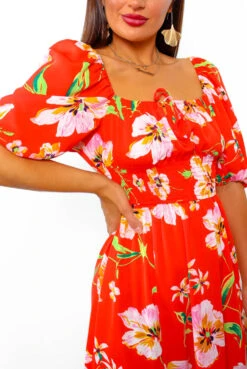 In Paradise - Red Floral Print Maxi Dress -Fashion Clothing Store InParadise RedFloralPrintMaxiDress6