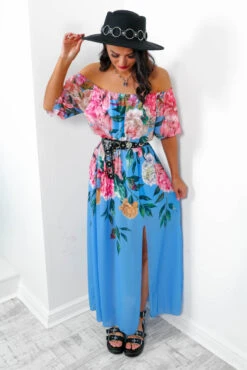 In The Garden - Blue Floral Maxi Dress -Fashion Clothing Store InTheGarden BlueFloralMaxiDress5