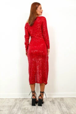 Invite Only - Red Sequin Midi Dress -Fashion Clothing Store InviteOnly RedSequinMidiDress2