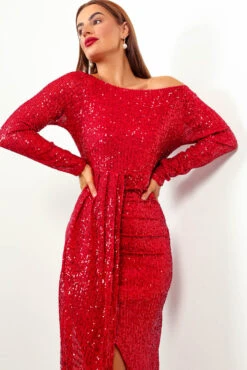 Invite Only - Red Sequin Midi Dress -Fashion Clothing Store InviteOnly RedSequinMidiDress4