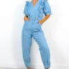 It's Who I Am - Blue Ruffle Denim Jumpsuit